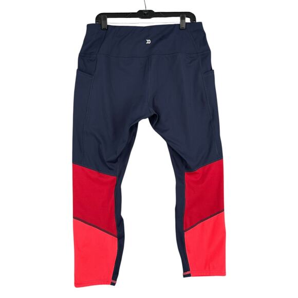 All In Motion Navy Red‎ Color Block High Waist Side Pockets Womens Leggings XXL - Picture 2 of 7